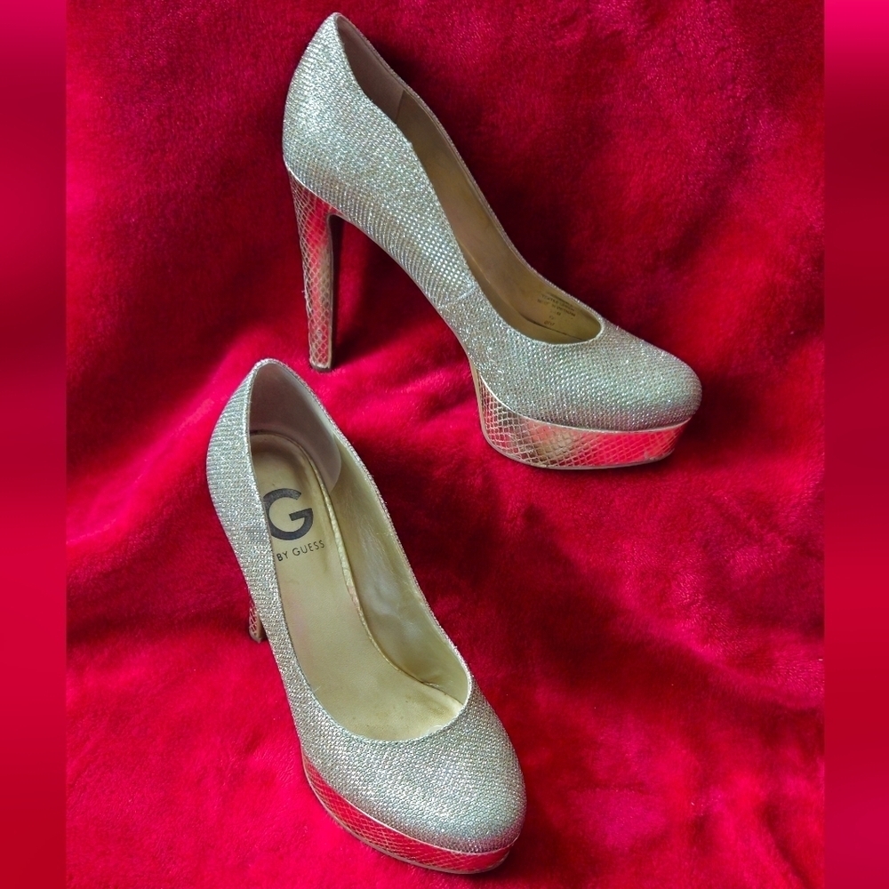 Guess Gold Shimmer Stiletto Heel Pumps - Size 6.5M